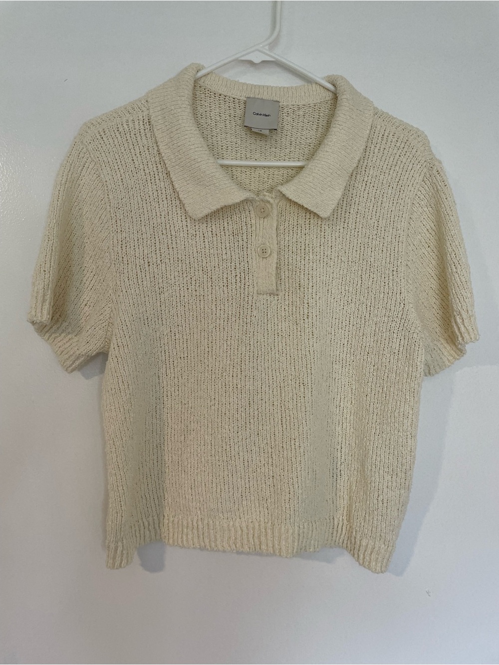 Calvin Klein Cream Short Sleeve Knit Polo